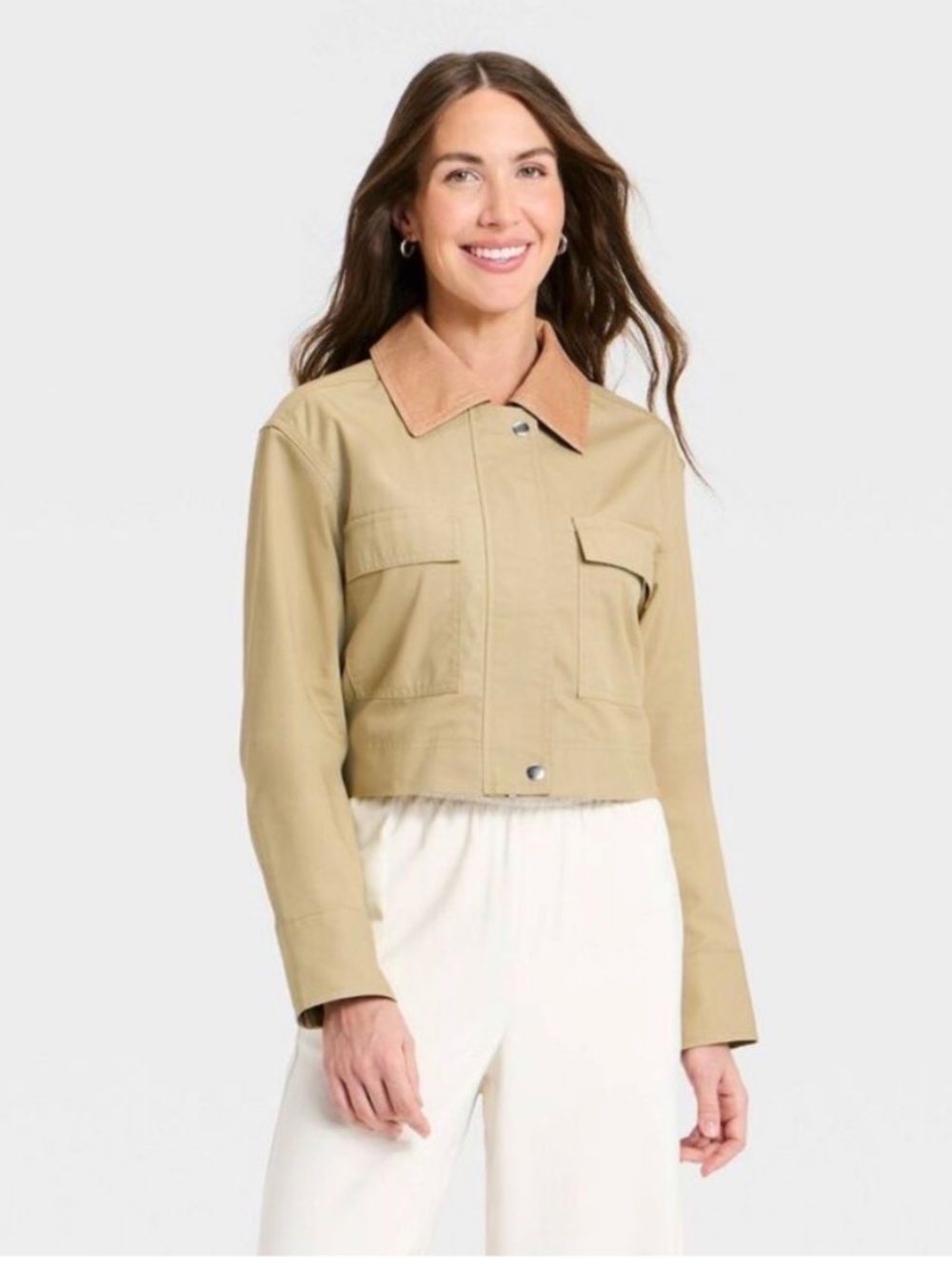 A New Day Women's Transitional Cropped Jacket Curdorouy Collar L